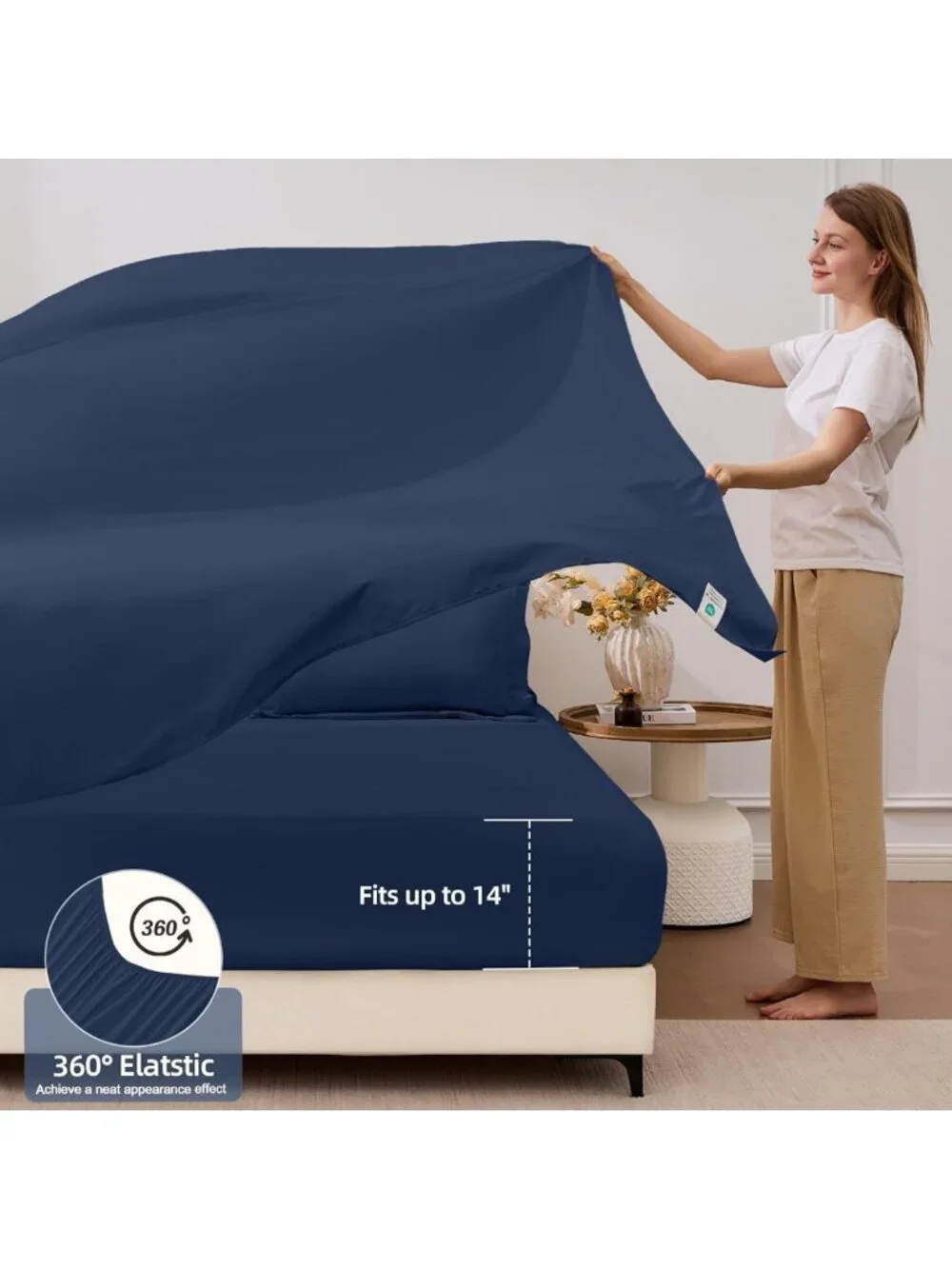 Luxurious 7-Piece King Comforter Set, All-Season Soft Bedding, Navy Blue